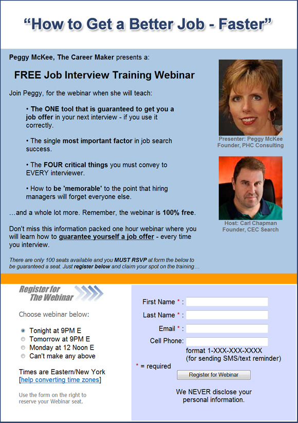 How to get a better job faster webinar signup
