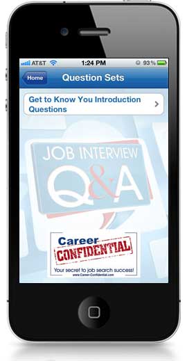 iPhone running Job Interview Q&A App